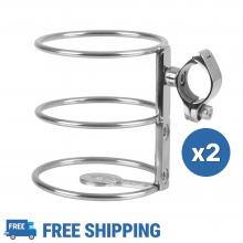 2pcs of Adjustable 25mm Stainless Steel 316 Rail Mount Drink Holder